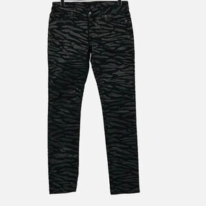 McQ by Alexander McQueen Black on Black Zebra Striped Low Rise Skinny Jeans - 28